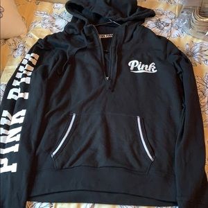 Pink brand quarter zip black sweatshirt